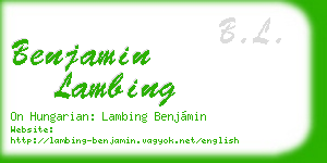 benjamin lambing business card